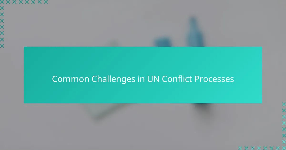 Common Challenges in UN Conflict Processes