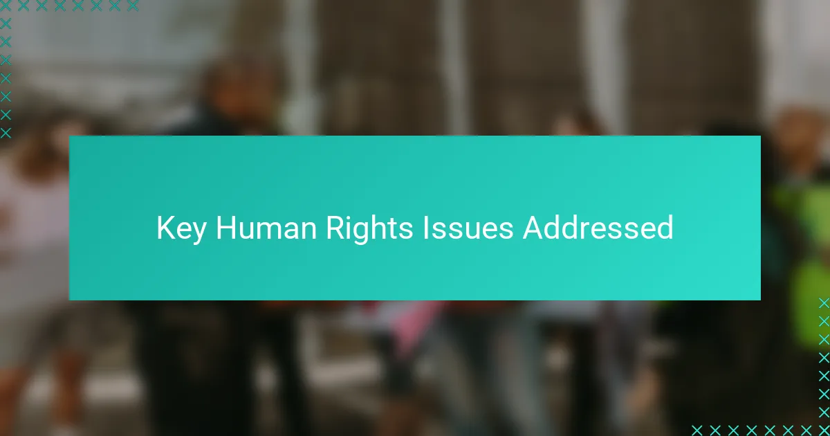 Key Human Rights Issues Addressed