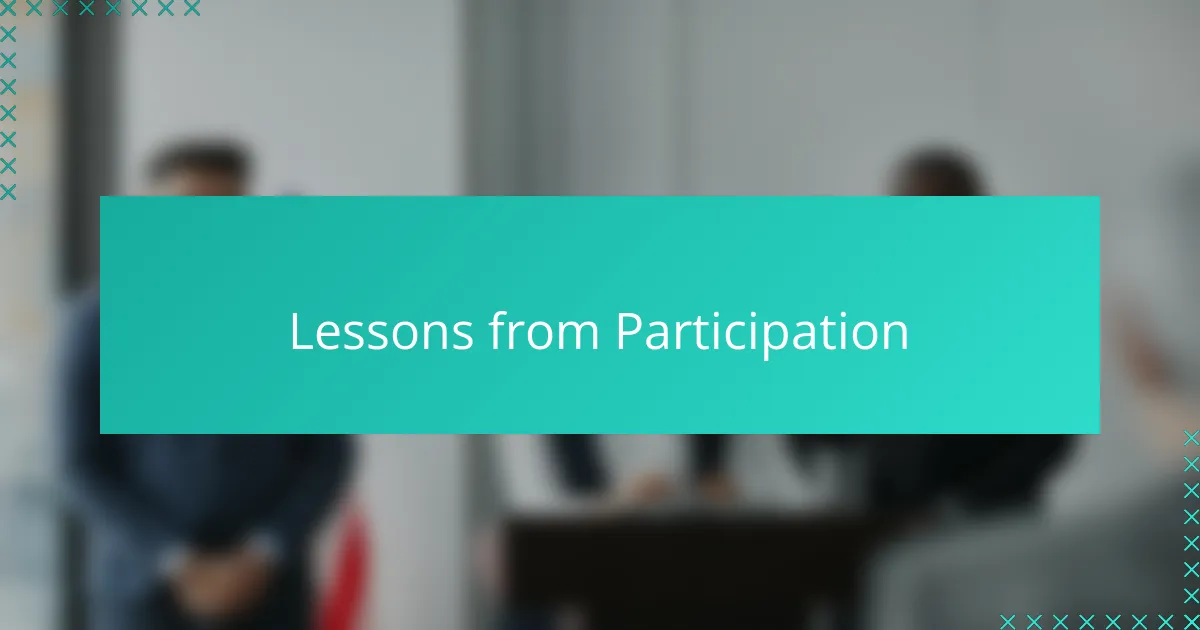 Lessons from Participation
