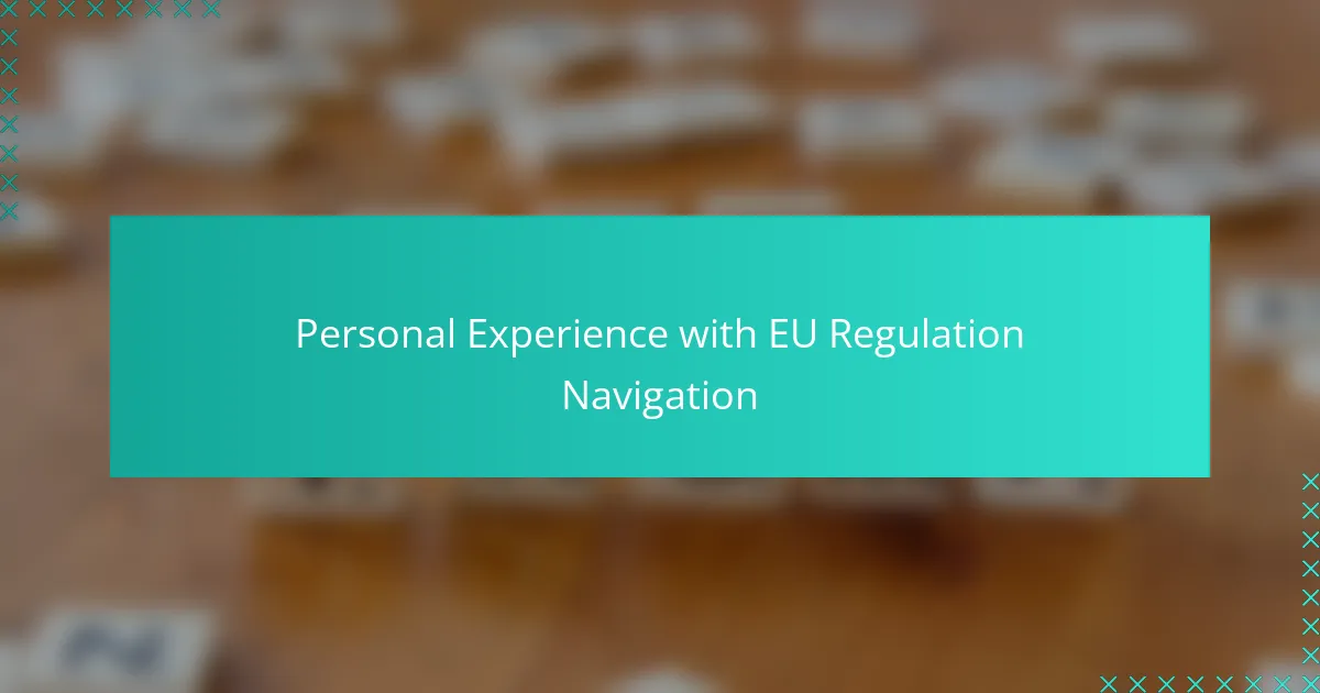 Personal Experience with EU Regulation Navigation