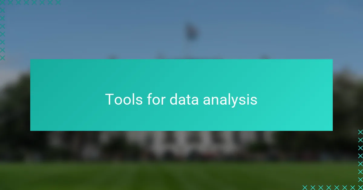 Tools for data analysis