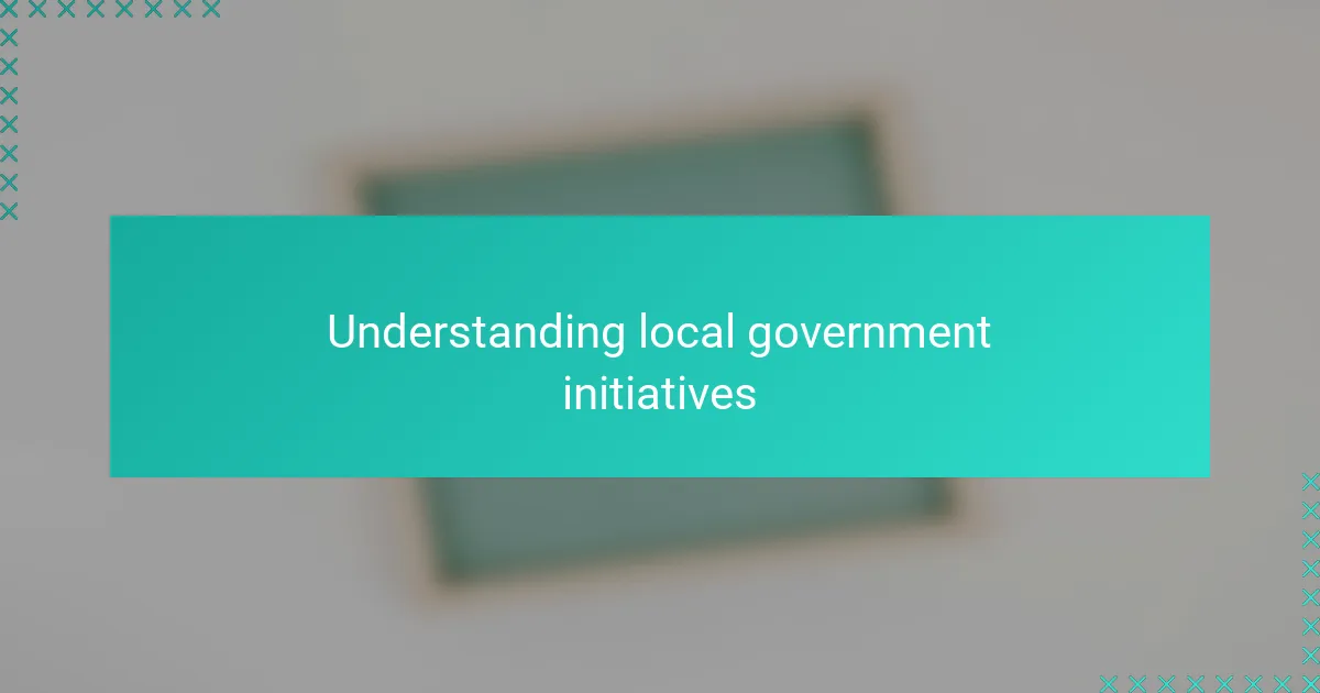 Understanding local government initiatives